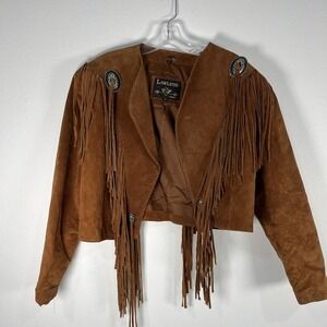 Vintage Lawless by Leather‎ Suede Brown Fringe Western Jacket Size M Southwest